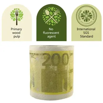 

200 EUR Printing Pattern 2-Ply Toilet Paper Wood Pulp Unscented Tissue for Home Bath Kitchen Daily Use
