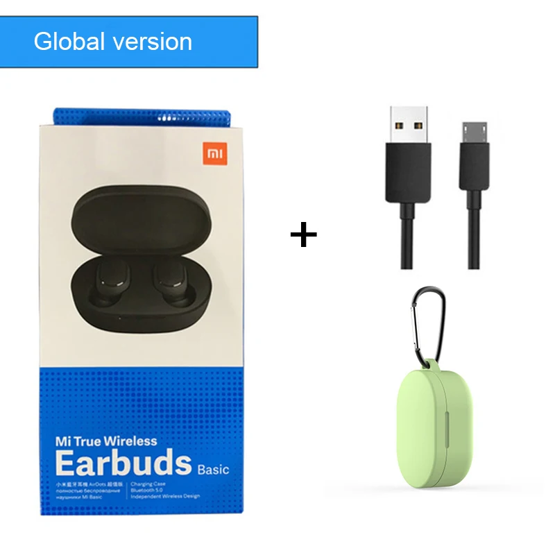 Global green Xiaomi Redmi Airdots TWS Bluetooth 5,0 беспроводные стерео наушники с активным шумоподавлением микрофон громкой связи AI Contro Redmi k30 - Цвет: Global green