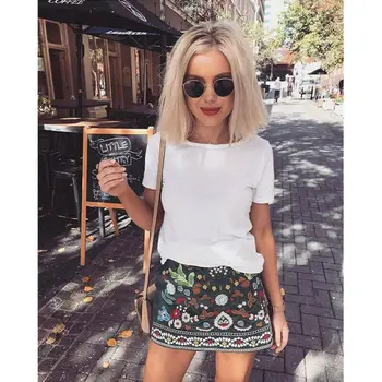 

Meihuida Retro Skirt Ladies Vintage Floral Flower Print High Waist A-Line Short Mini Skirts Short Skirt