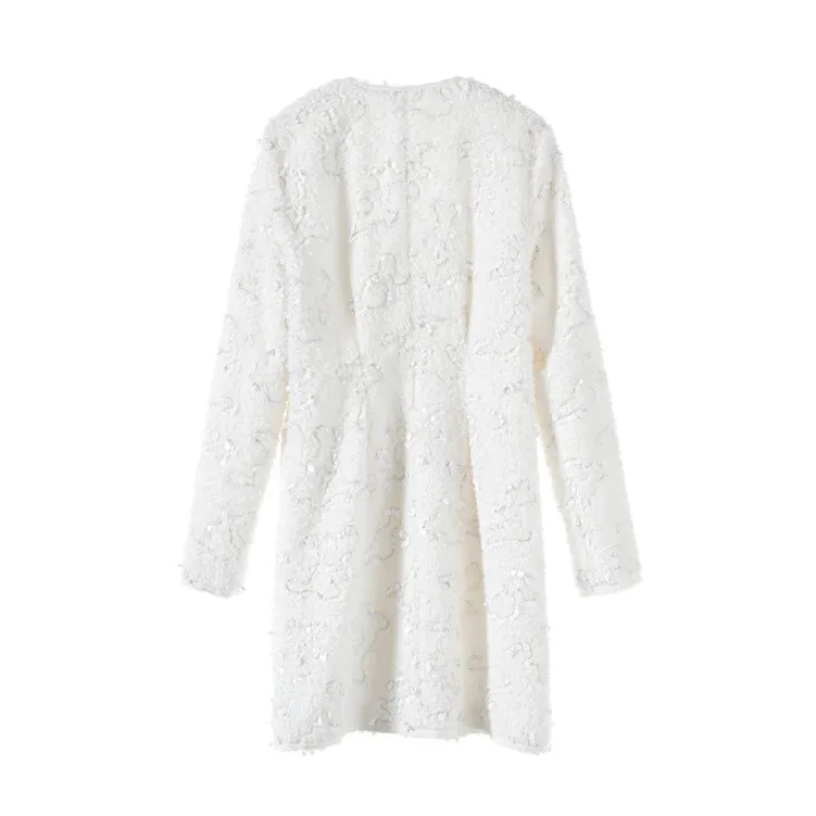 Новинка с s светская маленькая Сладкая ветровая тяжелая ткань с пайетками, Женское шерстяное пальто G0865 длинное пальто