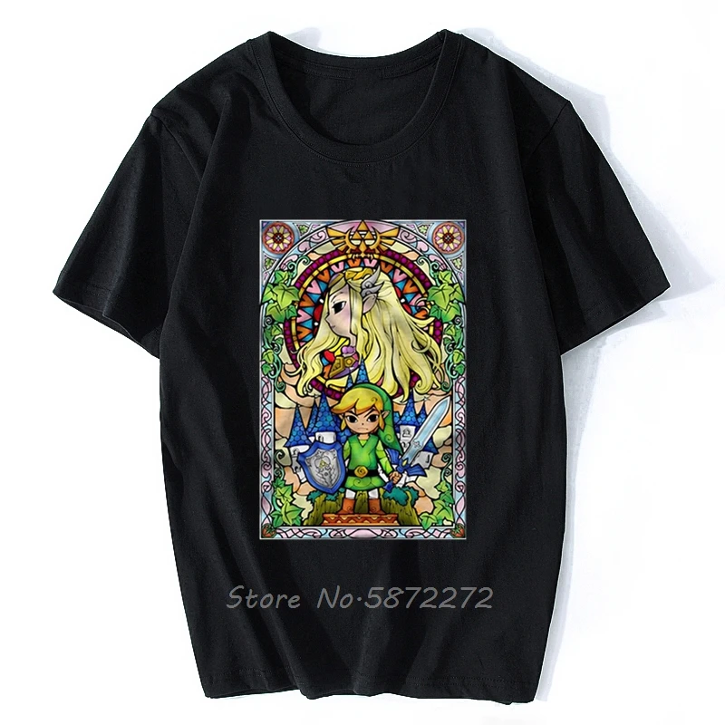 Legend Of Zelda The Wind Waker витражное стекло взрослая футболка Fashiont рубашка хлопковые | Футболки -4001273220768