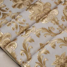 Не самоклеющиеся настенные стикеры роскошный золотой металлик текстурированный Дамаск дисплей размещение дома гостиная липкий фон Декор