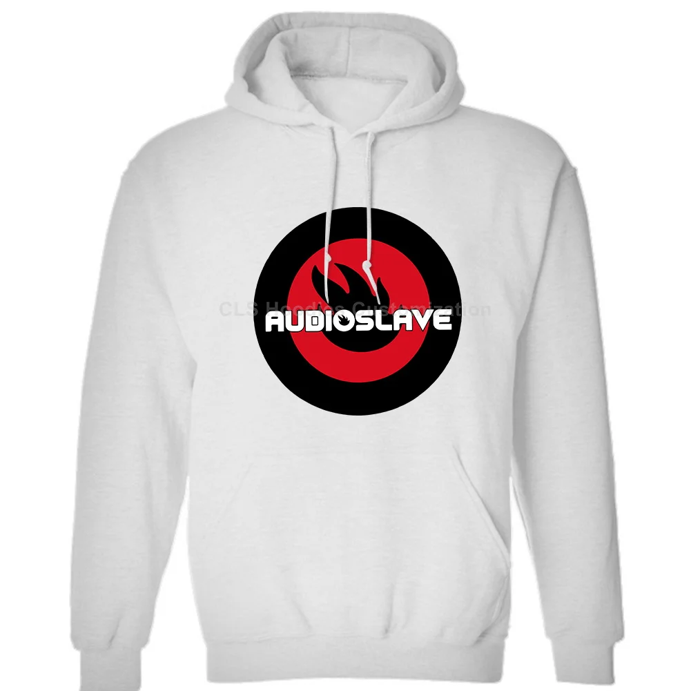 AUDIOSLAVE CHRIS CORNELL BIG LOGO FLAME WHITE Mens Unisex (Womens) Winter Hoodies Sweatshirts Free Shipping | Мужская одежда