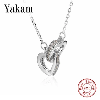 

Double Heart Pendant 925 Sterling Silver Chain Two Love Hearts Dangle 2020 Autumn Necklace Women Girl Lady Jewelry Gift Collares