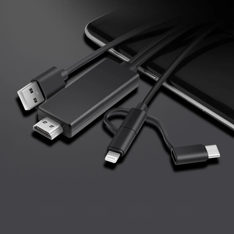 USB к HDMI зеркальный литой кабель с аудио MHL для IPhone IPad Apple интерфейс Android телефон светодиодный tv Micro-usb type C к HDMI