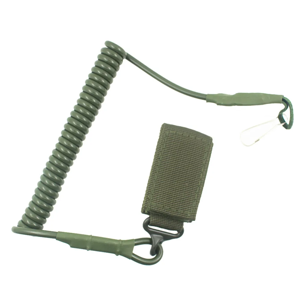Army Green Карабин Уличное оборудование Эластичный Тактический грабитель выдвижной веревка висячая цепочка для ключей брелок защитный шнур карабин - Color: Army Green