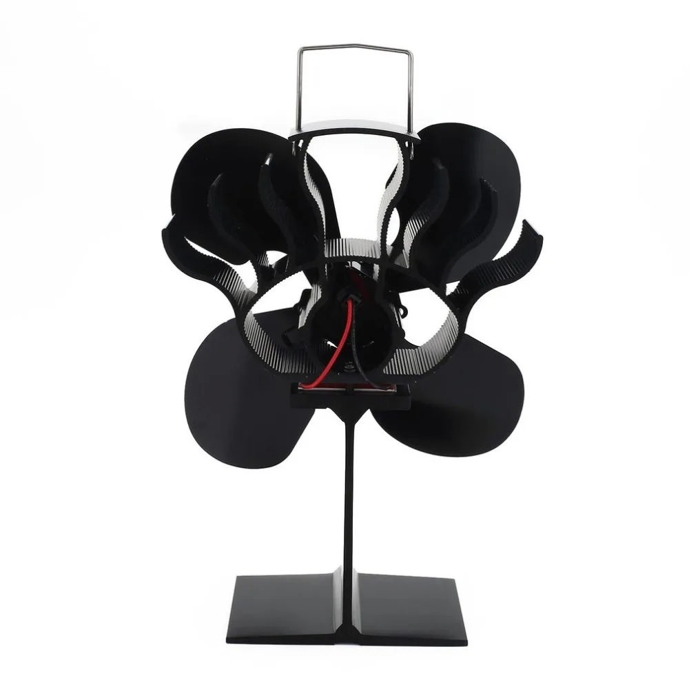4 Blades Heat Powered Stove Fan Log Wood Burner Ecofan Quiet Black Home Fireplace Fan Efficient Heat Distribution