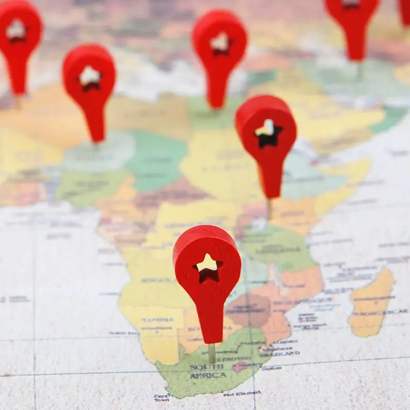 

40 Pcs Map Markers Wooden Drawing Photo Wall Studs Cork Board Pins Thumbtack Pushpins Painting Tool 19QA