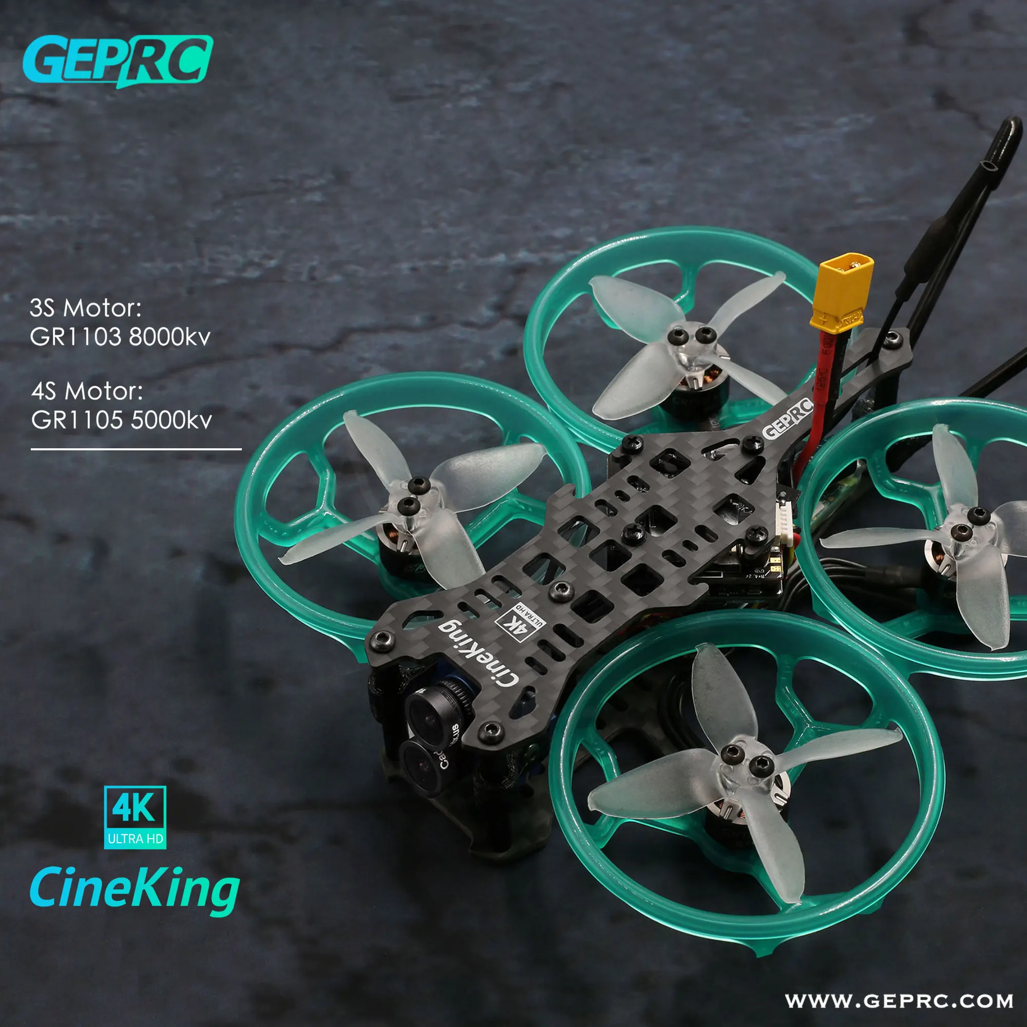 GEPRC CineKing 95 мм 2-дюймовый стабильный F411 200 мВт Caddx Tarsier 4K 1103/1105 2S/3-4S FPV Cinewhoop гоночный