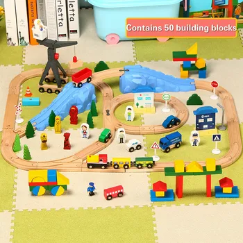 

Children's Building Blocks Toys Wooden Magnetic Slot Diecast Electric Train Track Puzzle Fight To Assemble Assembly Suit Toys