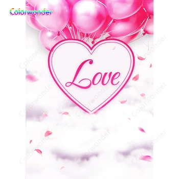 

Pink Balloon Soft Cloud Rose Petals Wedding Theme Photography Backdrops Personalized Photographic Backgrounds For Photo Studio