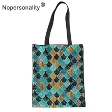 Холщовая Сумка с принтом русалки, Большая вместительная Повседневная сумка на плечо для девочек, многоразовая Женская пляжная сумка-тоут, сумка для покупок