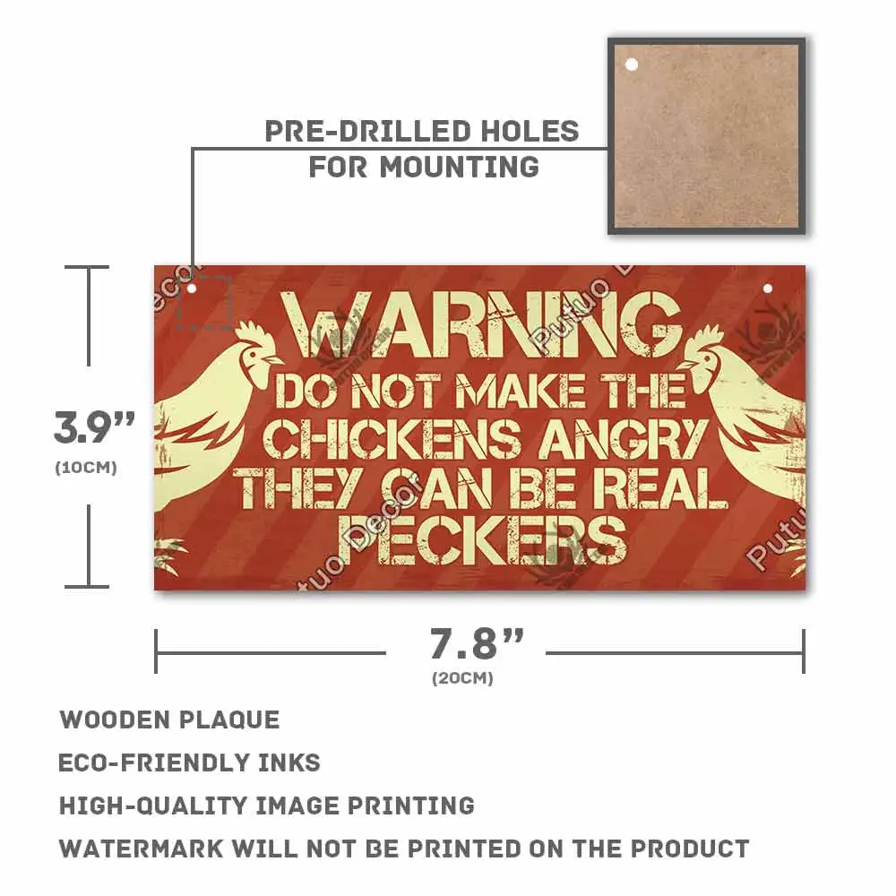 Putuo Decor Chicken Farm Wooden Signs Decorative Plaques for Wooden Plaques for Wall Decor Farm House Chicken Coop Decoration