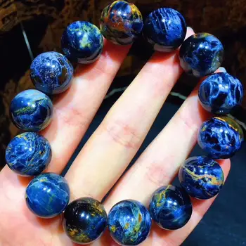 

Genuine Natural Pietersite Blue Gemstone Round Beads Stretch Healing Bracelet 14.2mm From Namibia AAAAAA