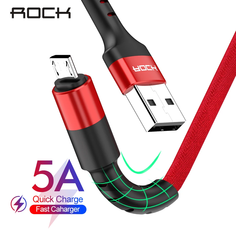ROCK Micro USB Cable For Huawei Xiaomi Redmi Fast Charging Android Mobile Phone USB Charging Cord Micro Charger Data Cable