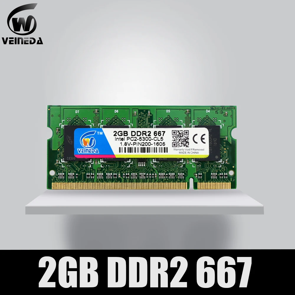 VEINEDA Sodimm DDR2 2 ГБ/4 ГБ/667 ddr2 ноутбук Память RAM DDR 2 PC2-5300 совместимость 800 МГц для Intel amd mobo