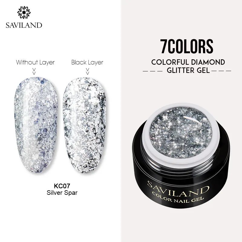 Saviland 3D Алмазные ногти супер блеск 39 цветов сверкающий Платиновый УФ-гель для ногтей замочить от длительного DIY нейл-арта - Цвет: KC07