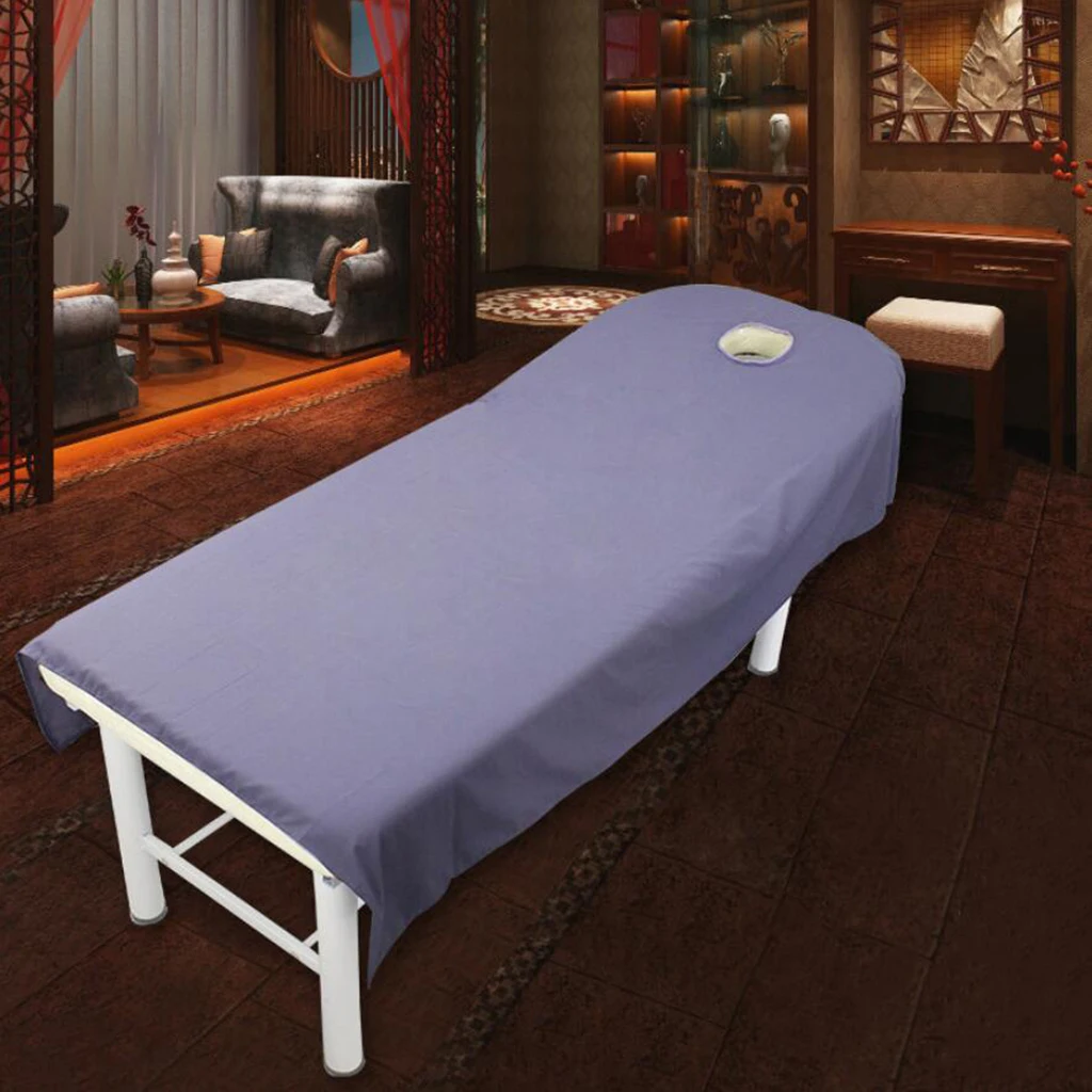 120cm*190cm SPA Massage Treatments Bed Table Cover for Beauty Salon Couch Sheets With Breath Face Hole, 9 Colors Available