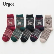 Urgot, 5 пар,, женские осенне-зимние носки из кроличьей шерсти, женские носки без пятки, женские носки с рождественским оленем, Calcetines Meias