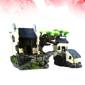 

1pc Ornament Beautiful Building Cabin Lanscape Ornament for Fish Tank