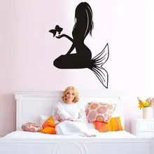 Vinyl mermaid naklejki ścienne mural do sypialni naklejki kosmetyczne dziewczyna naklejki pokojowe łazienka piękne ozdobne naklejki ścienne KT33 tanie tanio CN (pochodzenie) Płaska naklejka ścienna Nowoczesne Do płytek For Wall Naklejki na meble Naklejki podłogowe naklejki okienne