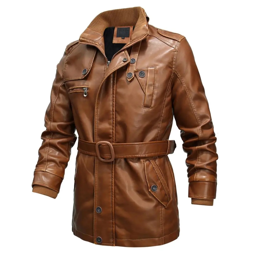 

WENYUJH 2019 New Winter Men's Washed PU Leather Jackets Leather Coats Fashion Brand Male Personality Leather Jacket Size M-6XL