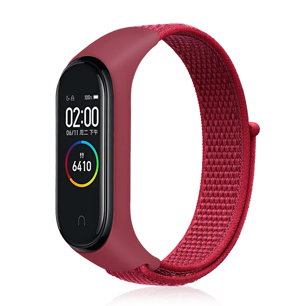 Нейлоновый ремешок на липучке для xiaomi mi band 4 band NFC смарт-часы замена xiaomi mi bracelet 3 цветной Ремешок Браслет против потери - Цвет ремешка: Red