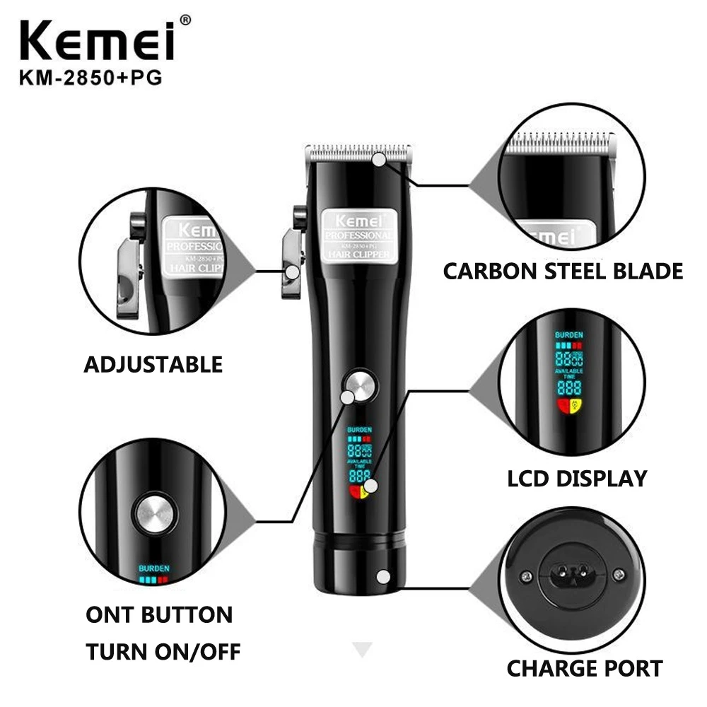 kemei men's electric powerful cordless styling tools hair clipper trimmer