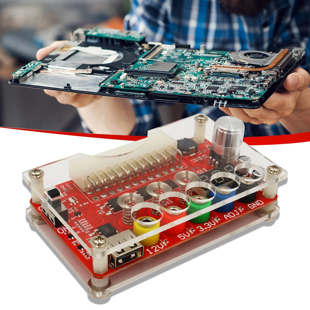 ATX Power Supply Breakout Board with ADJ Touch Sensor Switch, Acrylic Case Kit, Output Voltage Module (3.3V/5V/12V) Description Image.This Product Can Be Found With The Tag Names ATX Power Supply Module24Pin Power BoardTouch Sensor SwitchAcrylic Housing KitPower Supply Board