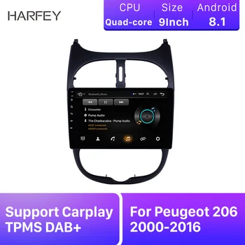 

Harfey HD Touchscreen Car Radio Audio 9''GPS Android 8.1 Radio for Peugeot 206 2000-2016 with AUX WIFI support Carplay TPMS DAB+
