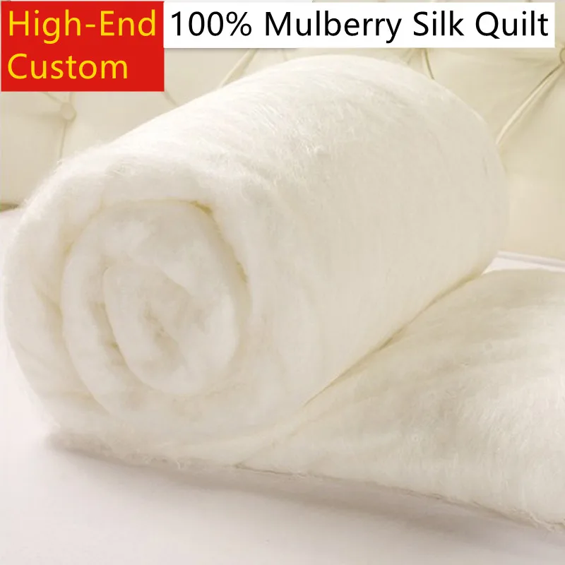 High-grade100% Natural Double cocoon silk Quilt Duvets customizable Winter Keep warm Comforters King Queen Twin Full Size