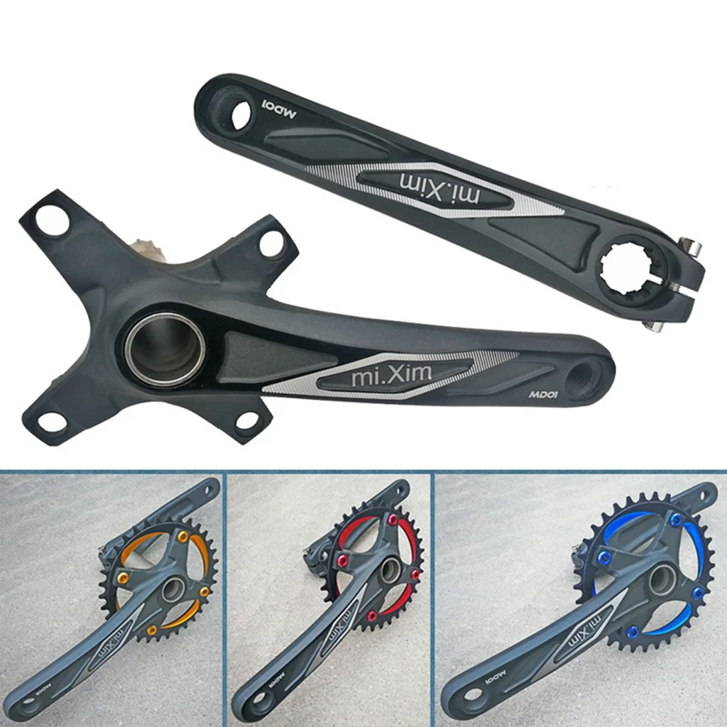 mi.Xim Mountain Bike Crankset 170mm BCD 104 + Bicycle Crank Sprocket Bottom Bracket Kit for 7/8/9/10/11 Single Speed Bike