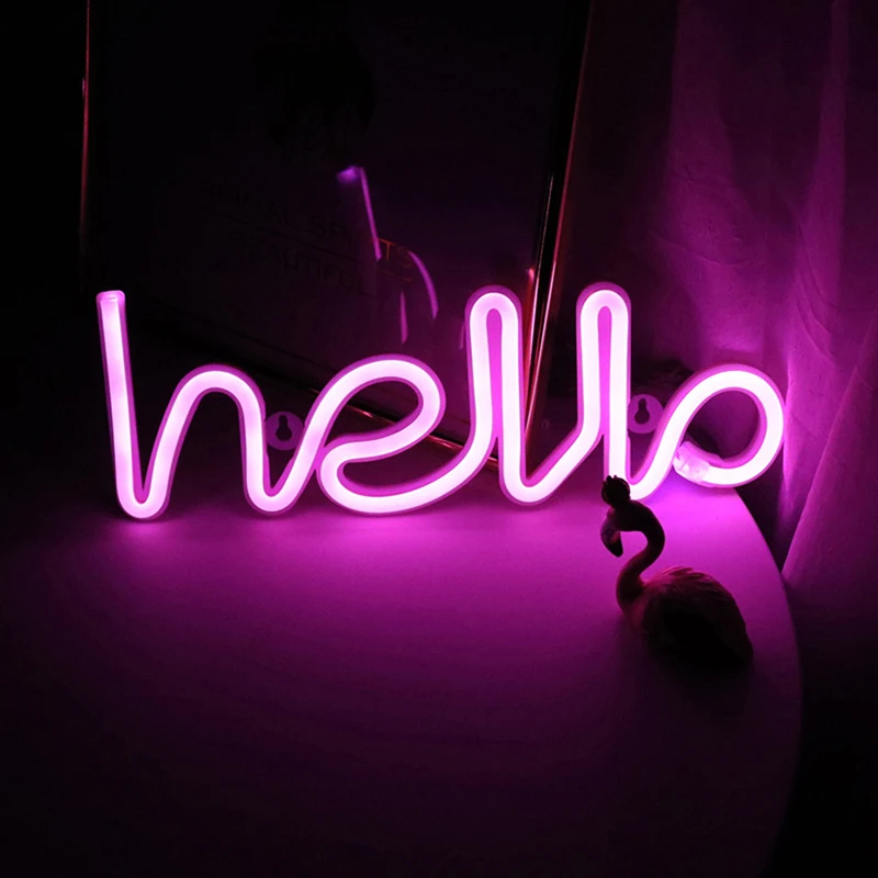 Ночник неоновый Алфавит Hello неоновые огни для дня рождения Свадебная вечеринка спальня настенный Декор ночник 13,3*4,52 дюймов