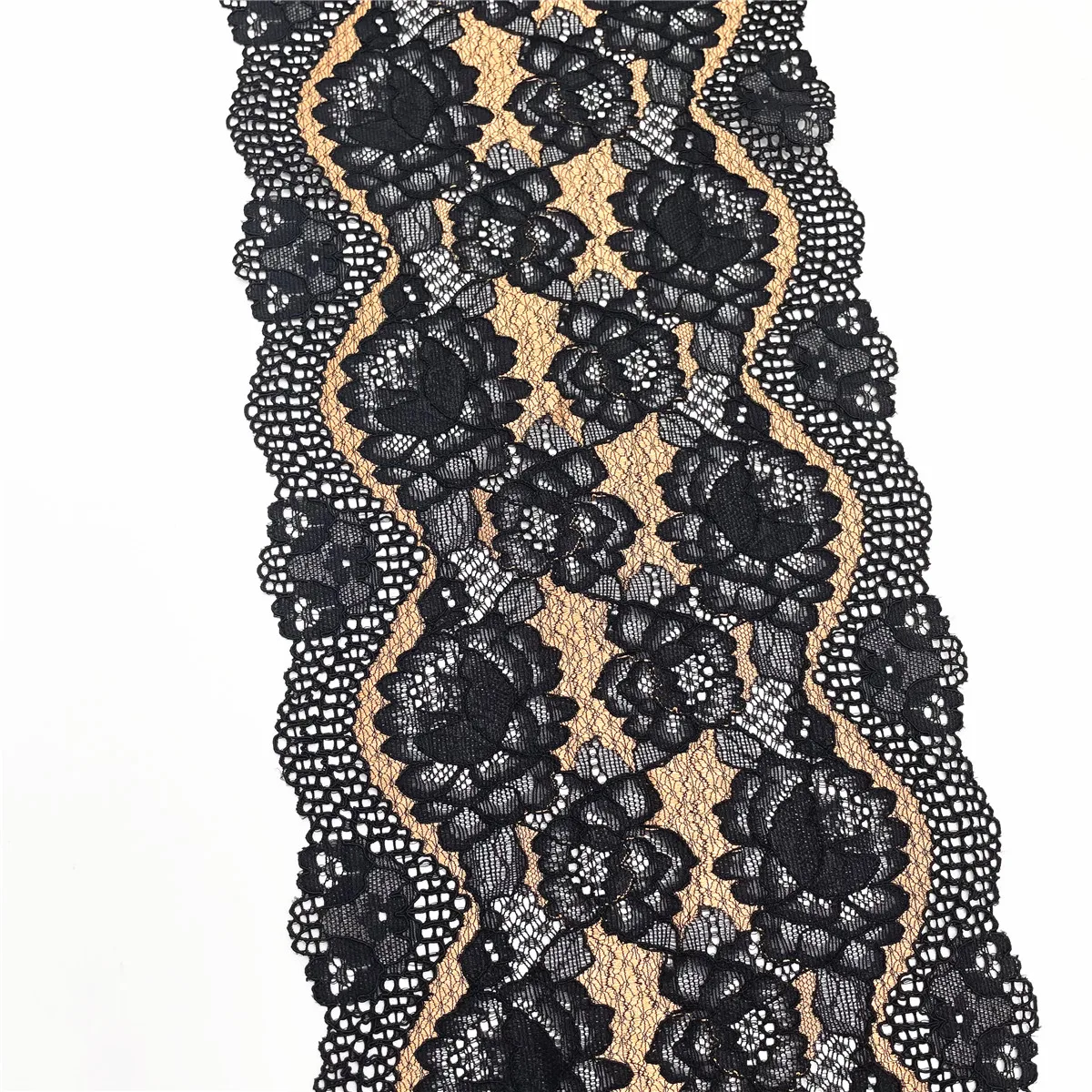 3y/lot Width 6 1/2 inch 16.50cm Two-Tone Orange Black Stretch Elastic Lace Fabric DIY Crafts Sewing Supplies Lingerie Material 3