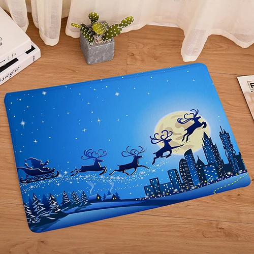 1Pcs Christmas Flannel Printed Floor Mats Door Mats Living Room Home Bathroom Non-slip Absorbent Carpet Home Textile Supplies - Цвет: 9