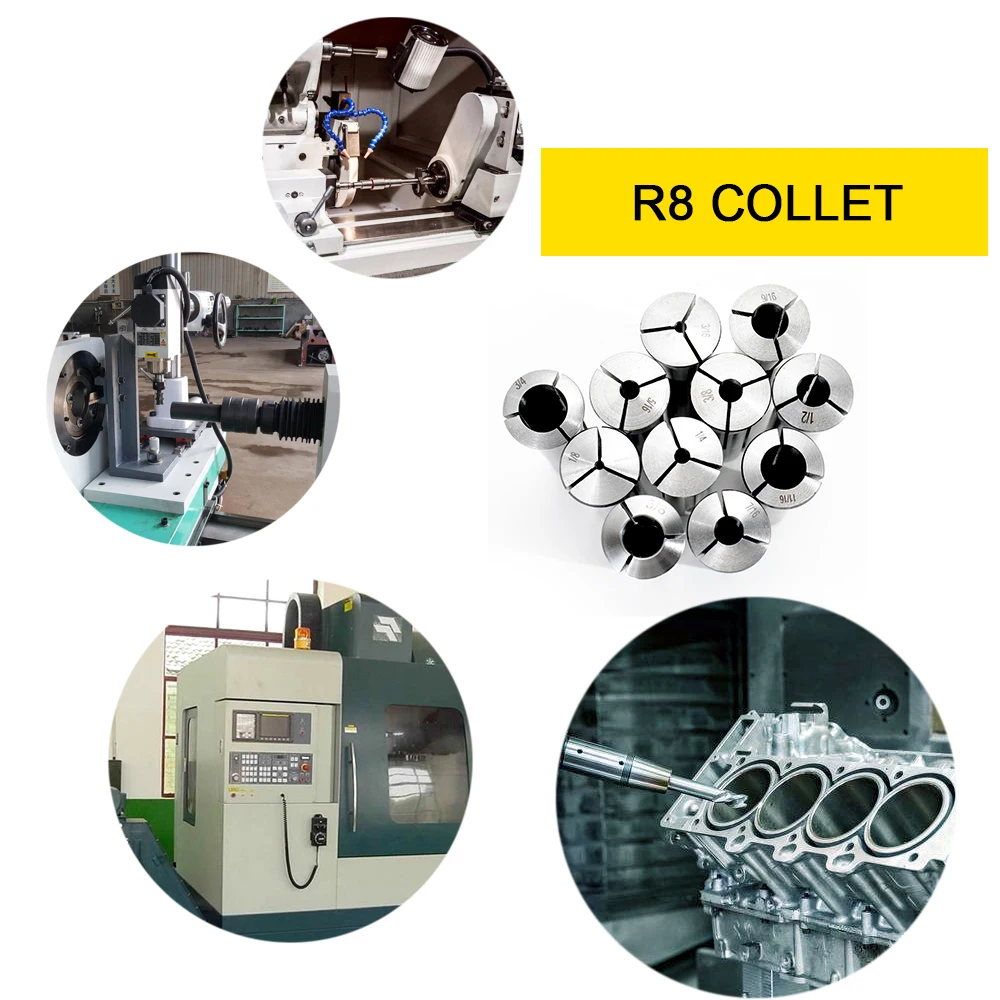 

Hot 11PCS Round Metric R8 Collet High Accuracy Clamping 65MN Steel For CNC Engraving Machine Milling Lathe Tool