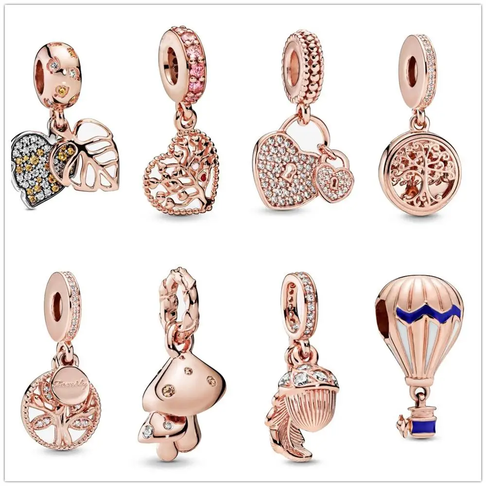 Подходит к оригиналу Pandora браслет с шармами 925 пробы: золотой серебристый розовый