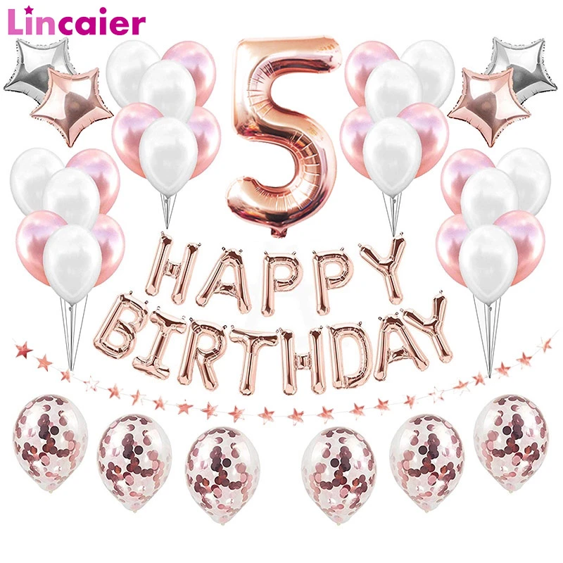 Happy Birthday For 5 Year Old Boy 37Pcs Number 5 Foil Balloons 5 Years Happy Birthday Party Decorations 5Th  Fifth Girl Boy I Am Five Supplies Anniversary - Ballons & Accessories -  Aliexpress