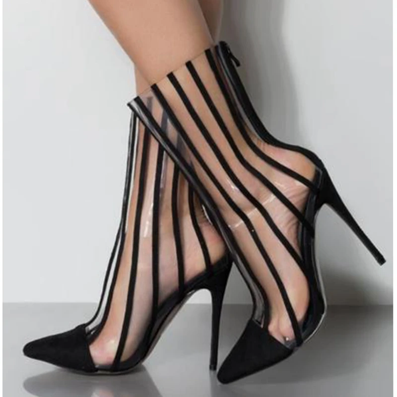 black clear ankle boots