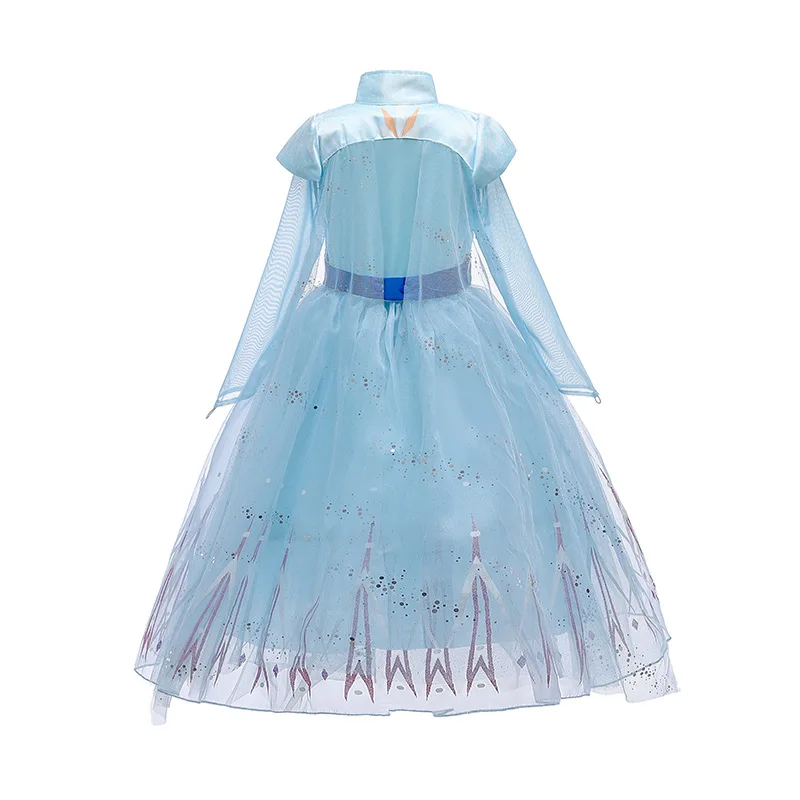 Elsa Dress2 Girls Princess Dresss With Cape Grown Wands For Girl Costume Carnival Fancy Party Dress Kids Dresses Child Clothingi