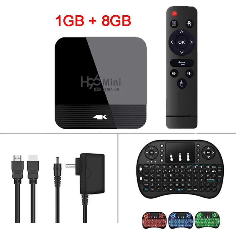 1GB 8GB i8 Backlit Android Box H96 Mini H8 TV Box Android 9.0 2GB 16GB RK3228 2.4G/5G Wifi BT4.0 4K Google Play Netflix Youtube Hulu Media Player - Цвет: 1GB 8GB i8 Backlit