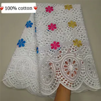 

Excellet White With Flower Embroidery African Cotton Lace Fabric Elegant Swiss Voile Lace Textile For Sewing Dress YCH15(5Y/lot)