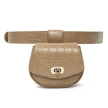 

Fashion Leather Fanny Packs New Solid Color Crocodile Pattern Lock Removable Small Women's Waist Bags Casual Female Belt Bag