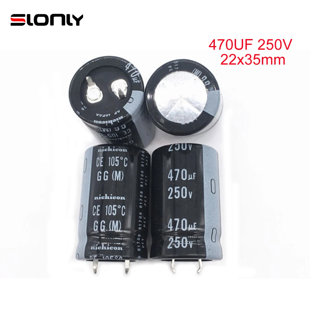 2pcs-14pcs 22X35mm 470UF 250V 105° GG Horn Nichicon Capacitors Pitch 10mm 250V/470UF 22*35mm for Amplifier Board 2pcs 15000uf 63v 35x50mm jccon 105 ℃ new audio power amplifier power supply board horn capacitor