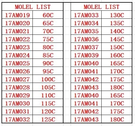 Description Picture 2 of item10PCS/Lot 17AM Motor Thermal Protector Normally Closed NC Thermostat Sensor KLIXON Temperature Control Switch