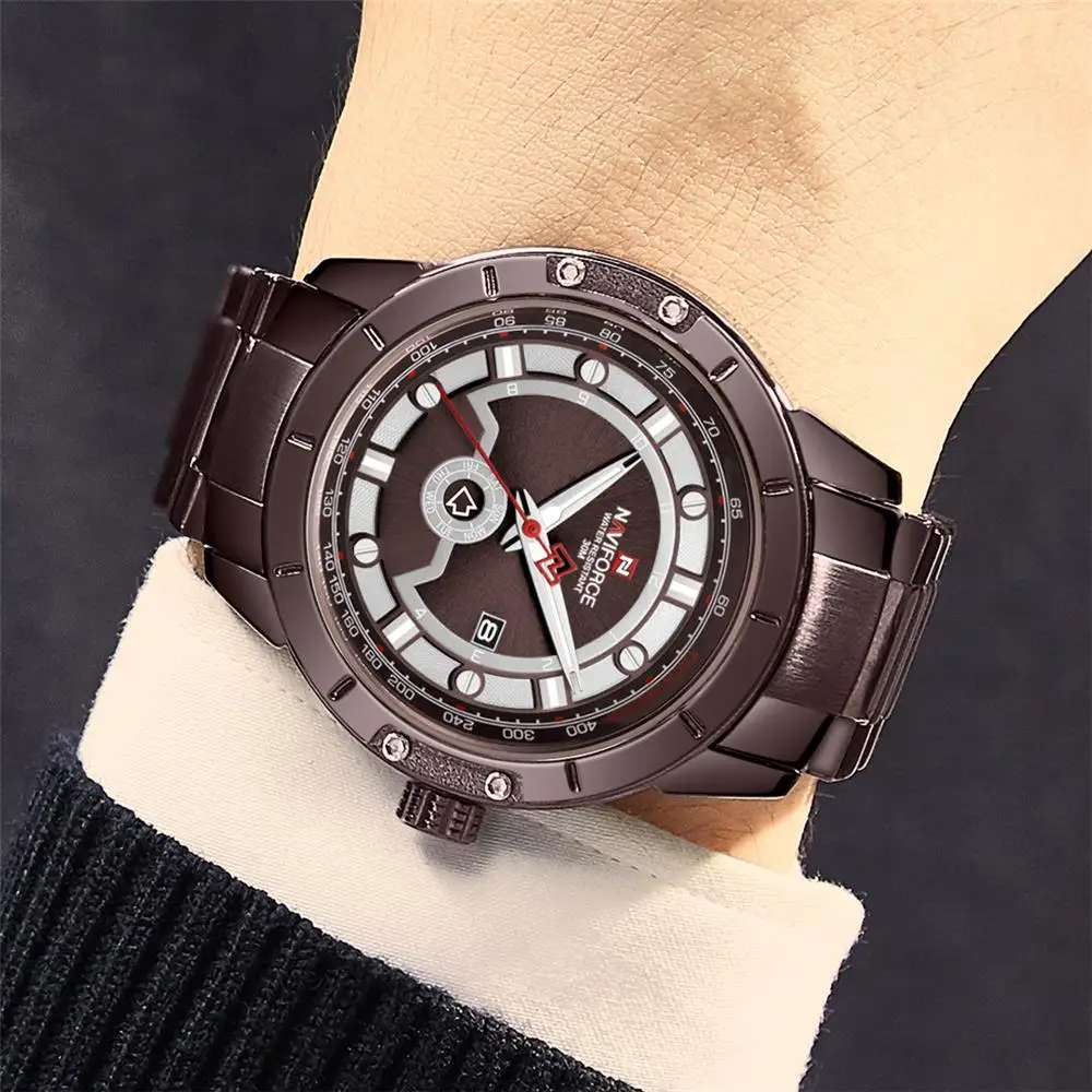 Новые часы NAVIFORCE для мужчин s Топ люксовый бренд Мужские часы с полностью стальным корпусом кварцевые часы аналог водонепроницаемые спортивные армейские военные наручные часы