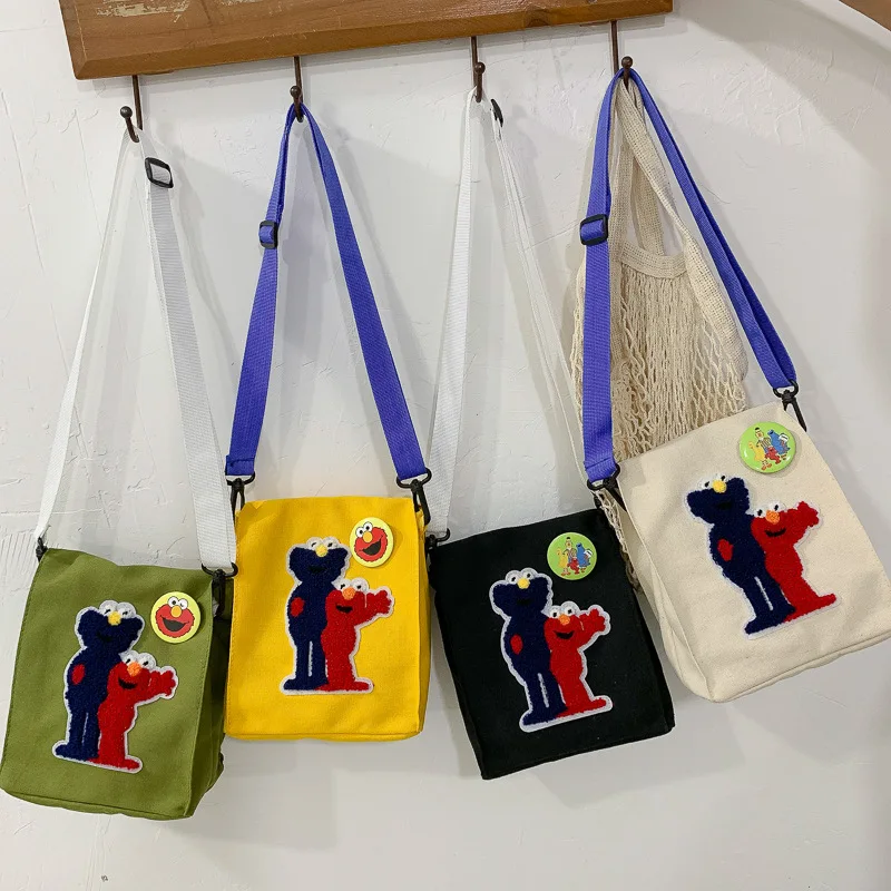 

2019 Summer New Style Shoulder Bag Multi-Specification Canvas Bag Cartoon Solid Color Women's Zipper Shoulder Bag