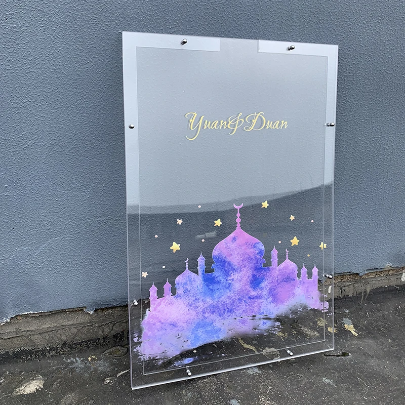Customize Guestbook Transparent Frame Personalised Wedding Guest Book Alternative Five-Pointed Star Drop Box Top Signature