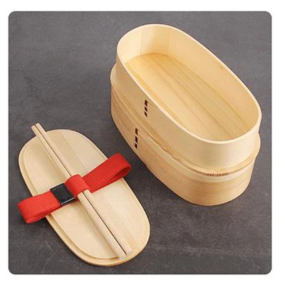 Unibird в японском стиле деревянный Ланч-бокс для студентов отдельный контейнер для еды суши Bento box с палочками для еды Protable Dinnerware - Цвет: C-type