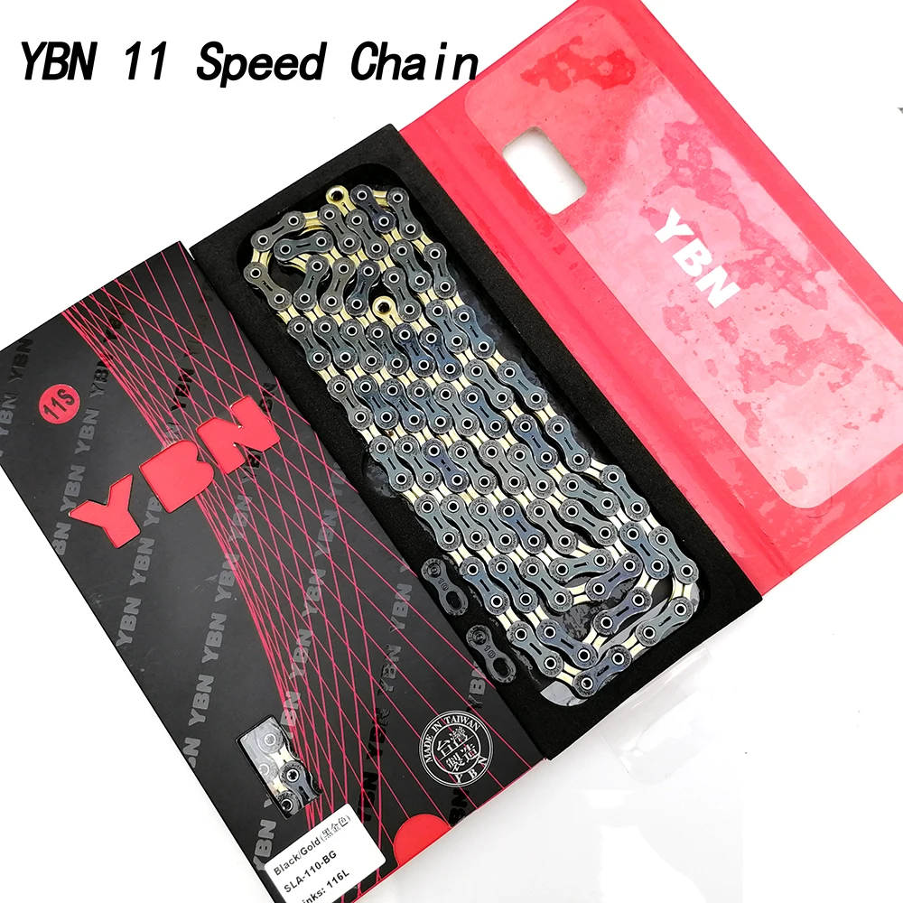Bicycle Chain YBN Ultralight Black/Gold Hollow 11 Speed Chain MT